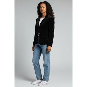 Parisian Signature Black Velvet Blazer Jacket Petite 8P